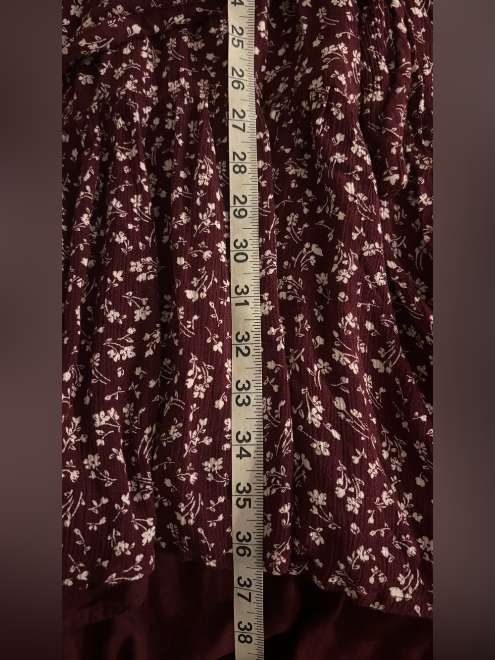Abercrombie & Fitch Floral High Low Midi Dress L Burgundy White Tie Front Cutout - Picture 11 of 12